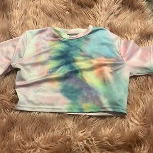A tie dye splash colored crop top